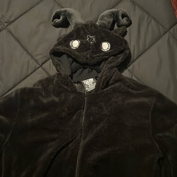 Killstar Black Plush Baphomet/Bat Onesie (Large) - Picture 2 of 4
